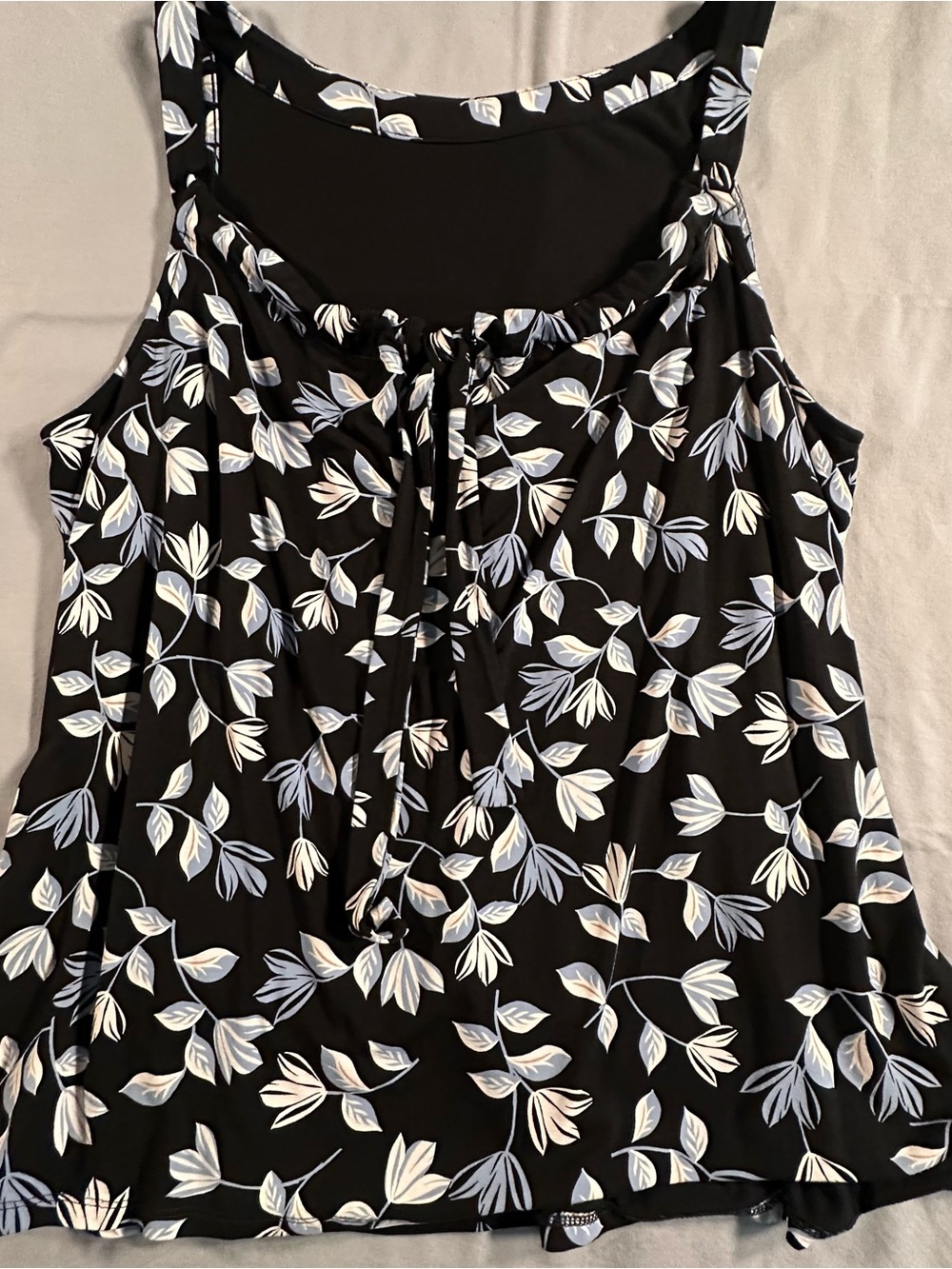 Women's Black Floral Tie-Front Tank Top office, casual lightweigh